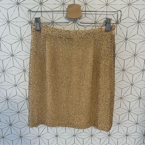 Bieff Basix Dresses & Skirts - Vintage Gold Beaded Mini Skirt